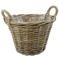 Dekoleidenschaft Pflanzkorb Rustikal Ø 35x25 cm groß, aus Rattan,