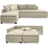 Luma-home Ecksofa-Dauerschläfer, Doppelbett 306/223/95 cm Boxspring Federkern Ecksofa 306x223