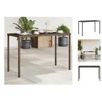 VidaXL Gartentisch mit Glasplatte Braun 115x54x74 cm Poly Rattan