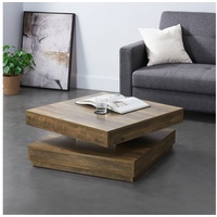 [en.casa] Couchtisch Florenz 76x76x38 cm, Drehbar mit Ablage Holzfarben