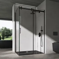 SoGood doporro Duschkabine Eckdusche 75x120x195cm Duschabtrennung schwarz 8mm ESG-Sicherheitsglas