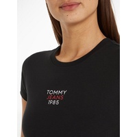 Tommy Jeans Damen T-Shirt Kurzarm Slim Essential Logo Rundhalsausschnitt,