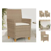VidaXL Gartenstühle mit Kissen 2 Stk. Beige Poly Rattan