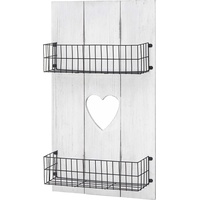 MCW Wandregal D42 Massivholz 70x40x10cm Weiß Shabby