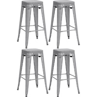 CLP 4er Set Barhocker Fletcher silber