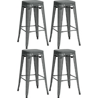 CLP 4er Set Barhocker Fletcher grau
