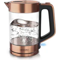 Arendo Wasserkocher 1,7 l, 2200 W, Edelstahl & Glas,