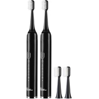 Newgen Medicals 2er-Set USB-Akku-Schallzahnbürste, 25.000 Hz, 5 Modi, Netztasche,
