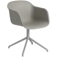 Muuto Fiber swivel Sessel grau auf Aluminiumbeinen