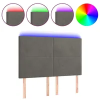 VidaXL LED Kopfteil Dunkelgrau 144x5x118/128 cm Samt - Grau