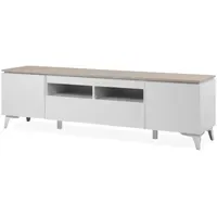 Furn.design Visby TV-Lowboard 177x51,5x40 cm Weiß/Sandstein Holzwerkstoff