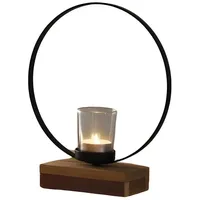 Dekoleidenschaft Windlicht Ringe aus Metall, schwarz, mit Sockel aus