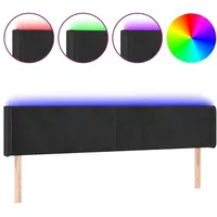 VidaXL LED Kopfteil Schwarz 183x16x78/88 cm Samt