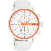 Oozoo Quarzuhr C11314 Weiss-Orange Lederband 45 mm