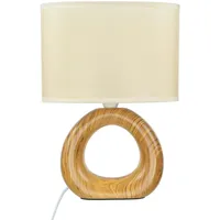 Licht-Erlebnisse Tischlampe Keramik Stoff 28 cm Braun Beige E14