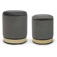 BIZZOTTO Pouf Milena 2er-Set mit Samt-Optik, Dunkelgrau