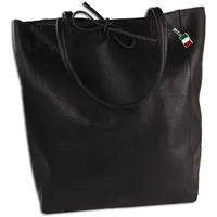 FLORENCE Leder Tasche Shopper Schultertasche schwarz ca. 28cm |