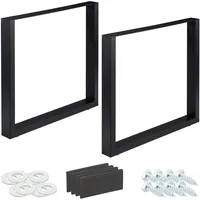 Relaxdays Tischkufen 2er Set, BxH: 80x72 cm, Metall Tischbeine