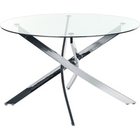 Beliani Esstisch Maramo 120 cm rund Metallgestell Silber Glas,