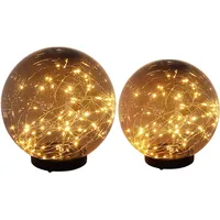 ETC Shop Kugelleuchte Außenlampe rauchfarben LED Solarkugel Gartendeko Außenleuchte,