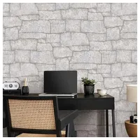 Erismann Vliestapete Steinmauer Optik 3D-Effekt Industrial Creme Grau 10297-14