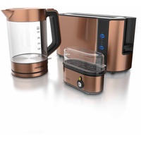 Arendo Frühstücks-Set 3 teilig, Wasserkocher Toaster Eierkocher