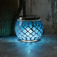 MARELIDA LED Solar Windlicht Mosaik Solarglas - kaltweiße LED