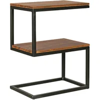 FineBuy Beistelltisch S-Form Braun Sheesham 45 x 60 x