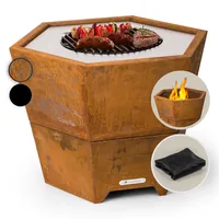 Blumfeldt Feuerschale mit Grillrost, Outdoor Stahl-Feuerschale Groß für Balkon