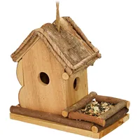 Relaxdays Deko Vogelhaus mit Futterstelle, Holz, Vogelhäuschen zum Aufhängen,