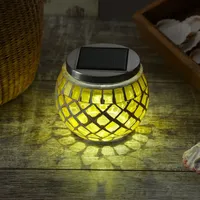 MARELIDA LED Solar Windlicht Mosaik Solarglas - kaltweiße LED
