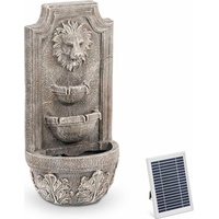 Hillvert Solar Gartenbrunnen Löwenkopf-Kaskade 3 Ebenen LED-Beleuchtung