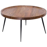 FineBuy Couchtisch Sheesham Braun 75 x 75 x 39