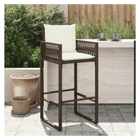 VidaXL Garten-Barhocker mit Kissen 2 Stk. Braun Poly Rattan