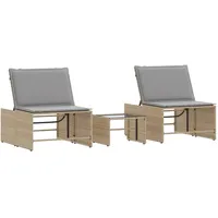 VidaXL Sonnenliegen 2 Stk. mit Tisch Beige Poly Rattan