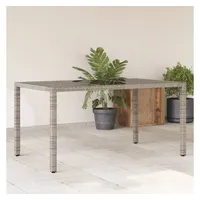 VidaXL Gartentisch mit Glasplatte Grau 150x90x75 cm Poly Rattan