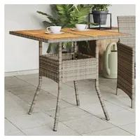 VidaXL Gartentisch mit Akazienholz-Platte Grau 80x80x75 cm Poly Rattan