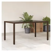 VidaXL Gartentisch mit Glasplatte Braun 150x90x75 cm Poly Rattan