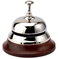 Nklaus 12cm Tresenglocke Messing Silber massiv mit Holzsockel Maritime