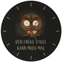 Speecheese Eule Wanduhr mit Spruch Der frühe Vogel kann