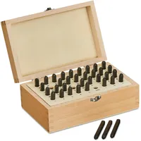 Relaxdays Schlagbuchstaben Set, 36-teilig, Schlagstempel 3 mm, Leder und