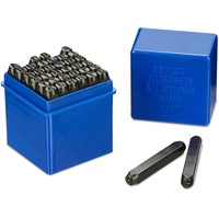 Relaxdays Schlagbuchstaben Set, 36-teilig, Schlagstempel 6 mm, Leder &