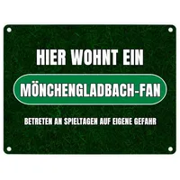 Speecheese Hier wohnt ein Mönchengladbach-Fan Metallschild in 15x20 cm