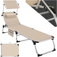 Tectake tectake® Sonnenliege, klappbar, mit Kopfkissen, 6-fach verstellbare Rückenlehne,