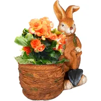 Outsunny Blumentopf, Pflanztopf, mit Hase mit Weidenkorb Design, Kräutertopf