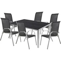 Mojawo 7tlg Alu Gartenmöbel Gartengarnitur 150x90cm Stapelstuhl Textilen