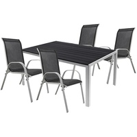 Mojawo 5tlg Alu Gartenmöbel Gartengarnitur 150x90cm Stapelstuhl Textilen