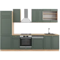 Vicco Küchenzeile Grün-Gold Landhaus/Goldkraft Eiche 300 cm, AP Eiche