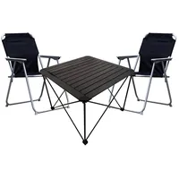 Mojawo 3teiliges Campingmöbel Set Campingtisch Campingstuhl L70xB70xH56cm - Schwarz