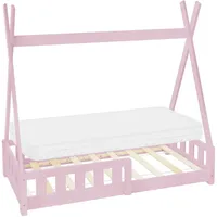 ML-Design Kinderbett Tipi 70x140 cm Rosa mit Matratze, Rausfallschutz